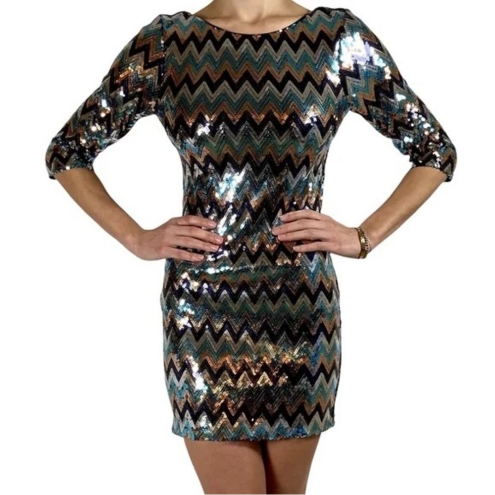Luxology Sequin Chevron Dress